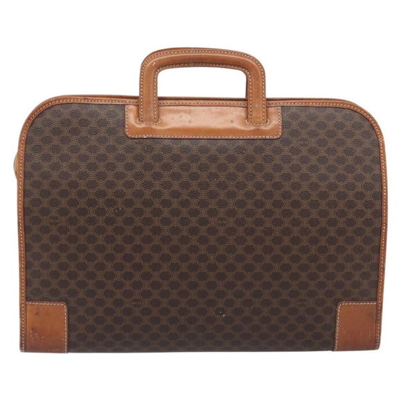 CELINE Macadam Canvas Hand Bag PVC Leather Brown Gold Auth 213534