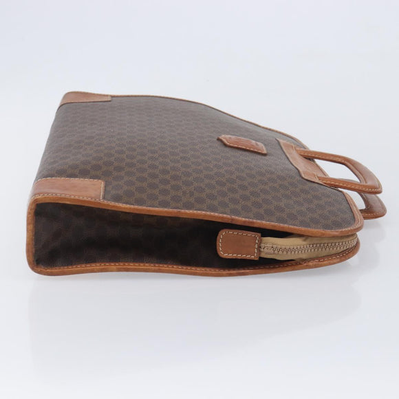 CELINE Macadam Canvas Hand Bag PVC Leather Brown Gold Auth 213534
