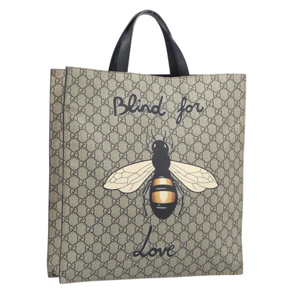 GUCCI GG Supreme Tote Bag PVC Beige Gold 450950 Auth 213535V