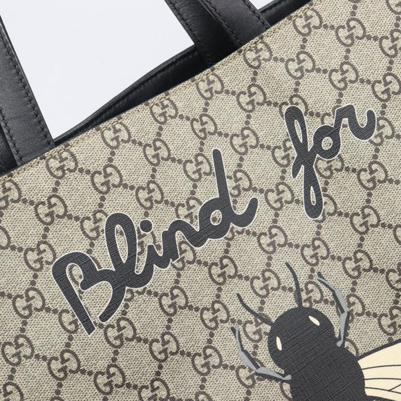 GUCCI GG Supreme Tote Bag PVC Beige Gold 450950 Auth 213535V