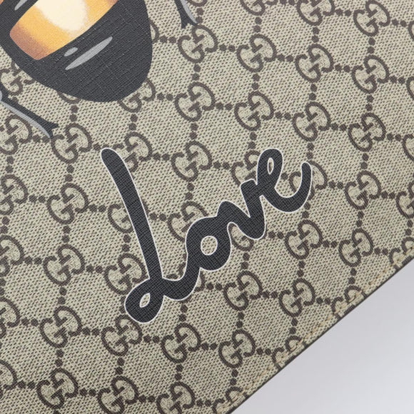 GUCCI GG Supreme Tote Bag PVC Beige Gold 450950 Auth 213535V