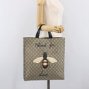 GUCCI GG Supreme Tote Bag PVC Beige Gold 450950 Auth 213535V-26