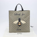 GUCCI GG Supreme Tote Bag PVC Beige Gold 450950 Auth 213535V-27