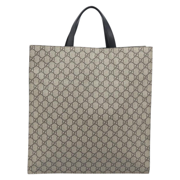 GUCCI GG Supreme Tote Bag PVC Beige Gold 450950 Auth 213535V
