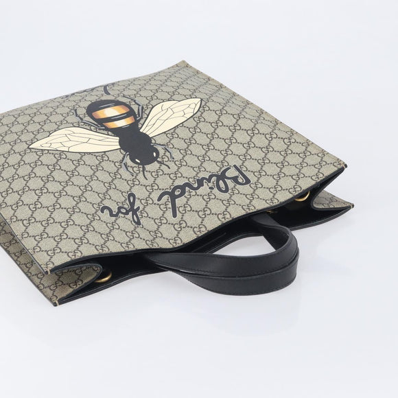 GUCCI GG Supreme Tote Bag PVC Beige Gold 450950 Auth 213535V