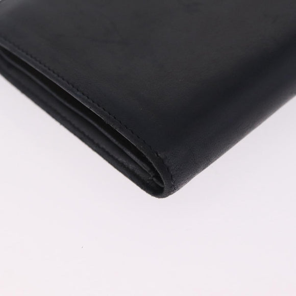 CHANEL COCO Mark Wallet Leather Black Gold CC Auth 213536