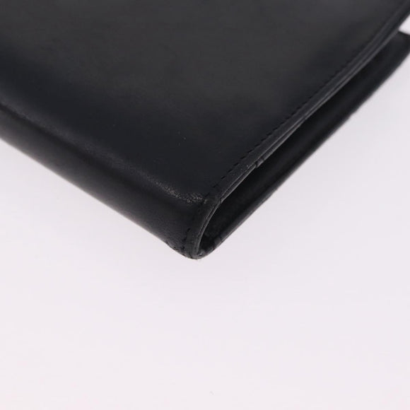 CHANEL COCO Mark Wallet Leather Black Gold CC Auth 213536