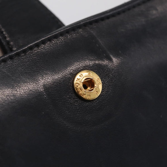 CHANEL COCO Mark Wallet Leather Black Gold CC Auth 213536