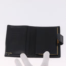 CHANEL COCO Mark Wallet Leather Black Gold CC Auth 213536-14