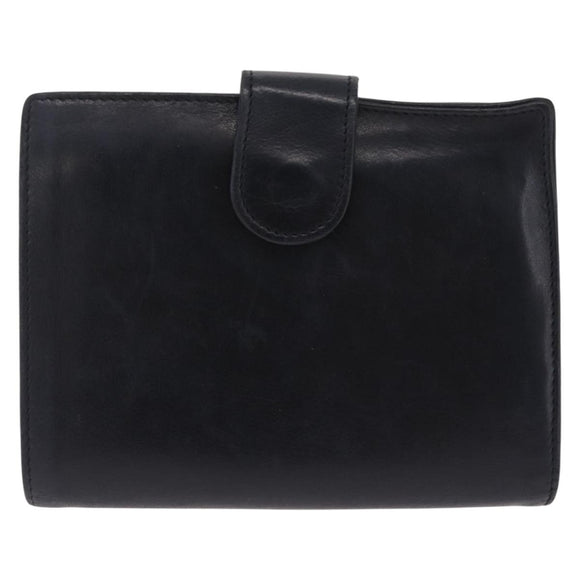 CHANEL COCO Mark Wallet Leather Black Gold CC Auth 213536