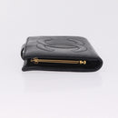 CHANEL COCO Mark Wallet Leather Black Gold CC Auth 213536-5