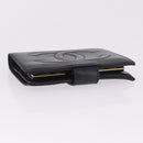 CHANEL COCO Mark Wallet Leather Black Gold CC Auth 213536-6