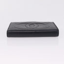 CHANEL COCO Mark Wallet Leather Black Gold CC Auth 213536-7