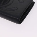 CHANEL COCO Mark Wallet Leather Black Gold CC Auth 213536-9