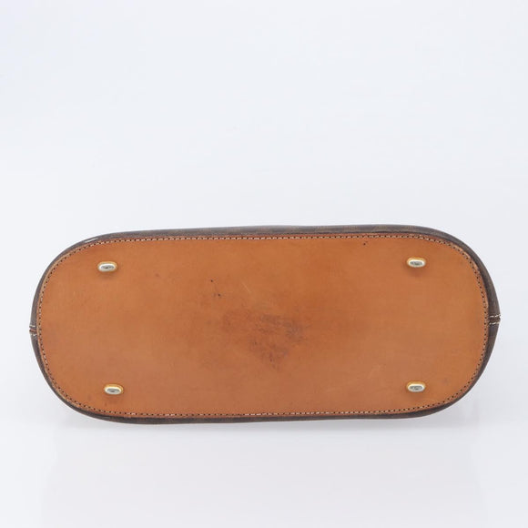 CELINE Macadam Canvas Hand Bag PVC Leather Brown Gold Auth 213541
