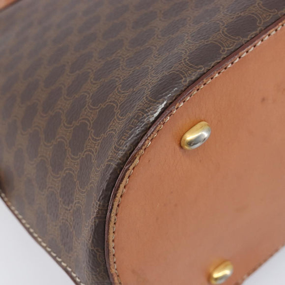 CELINE Macadam Canvas Hand Bag PVC Leather Brown Gold Auth 213541