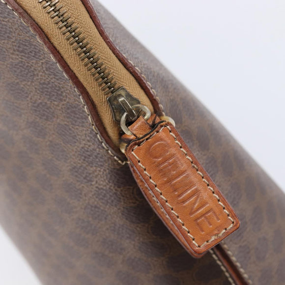 CELINE Macadam Canvas Hand Bag PVC Leather Brown Gold Auth 213541