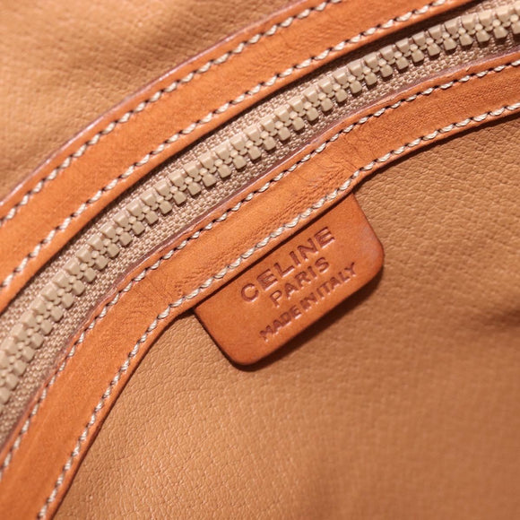 CELINE Macadam Canvas Hand Bag PVC Leather Brown Gold Auth 213541