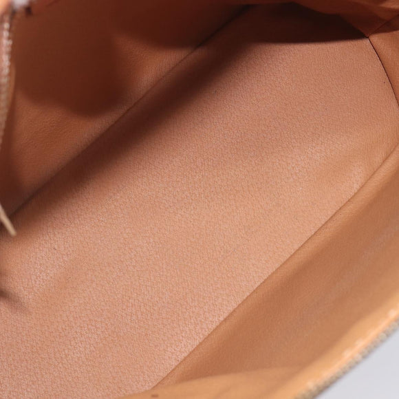 CELINE Macadam Canvas Hand Bag PVC Leather Brown Gold Auth 213541