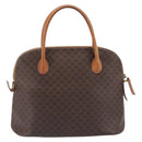 CELINE Macadam Canvas Hand Bag PVC Leather Brown Gold Auth 213541-3
