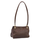 Bottega Veneta INTRECCIATO Shoulder Bag Leather Brown Gold Auth 213542A-1