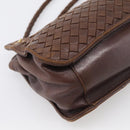 Bottega Veneta INTRECCIATO Shoulder Bag Leather Brown Gold Auth 213542A-11