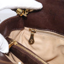 Bottega Veneta INTRECCIATO Shoulder Bag Leather Brown Gold Auth 213542A-18