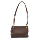 Bottega Veneta INTRECCIATO Shoulder Bag Leather Brown Gold Auth 213542A-2