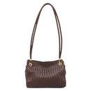 Bottega Veneta INTRECCIATO Shoulder Bag Leather Brown Gold Auth 213542A-3