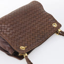 Bottega Veneta INTRECCIATO Shoulder Bag Leather Brown Gold Auth 213542A-6