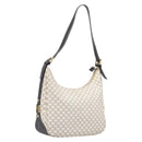 CELINE Macadam Canvas Shoulder Bag PVC Leather White Gold Auth 213544V-1