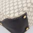 CELINE Macadam Canvas Shoulder Bag PVC Leather White Gold Auth 213544V-11