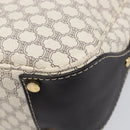 CELINE Macadam Canvas Shoulder Bag PVC Leather White Gold Auth 213544V-12