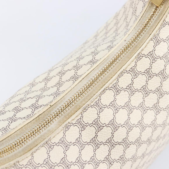CELINE Macadam Canvas Shoulder Bag PVC Leather White Gold Auth 213544V