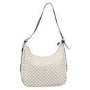 CELINE Macadam Canvas Shoulder Bag PVC Leather White Gold Auth 213544V-2