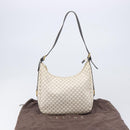 CELINE Macadam Canvas Shoulder Bag PVC Leather White Gold Auth 213544V-29