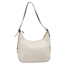 CELINE Macadam Canvas Shoulder Bag PVC Leather White Gold Auth 213544V-3