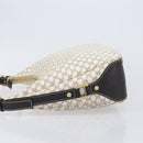 CELINE Macadam Canvas Shoulder Bag PVC Leather White Gold Auth 213544V-5