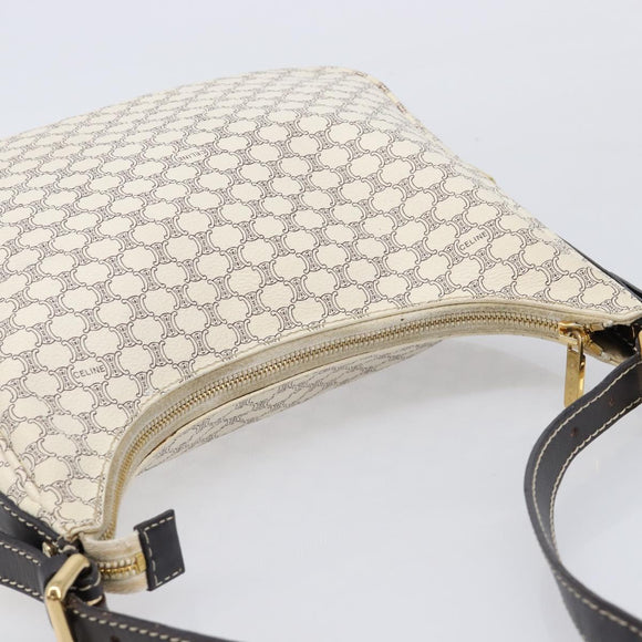 CELINE Macadam Canvas Shoulder Bag PVC Leather White Gold Auth 213544V