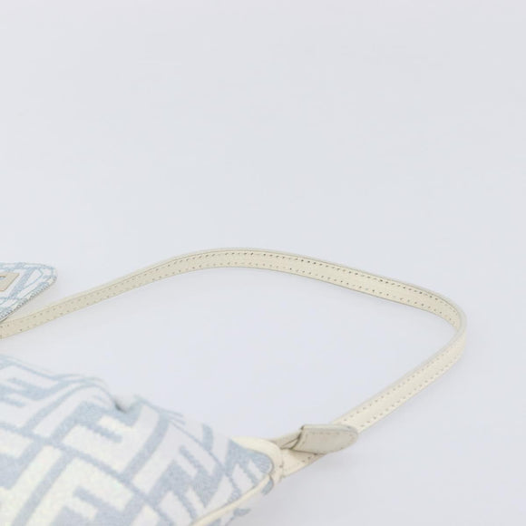 FENDI Zucca Canvas Accessory Pouch Light Blue Gold Auth 213553V
