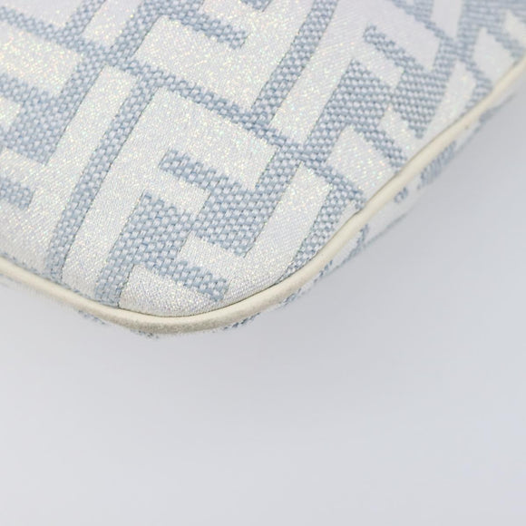 FENDI Zucca Canvas Accessory Pouch Light Blue Gold Auth 213553V