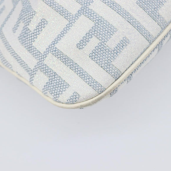 FENDI Zucca Canvas Accessory Pouch Light Blue Gold Auth 213553V