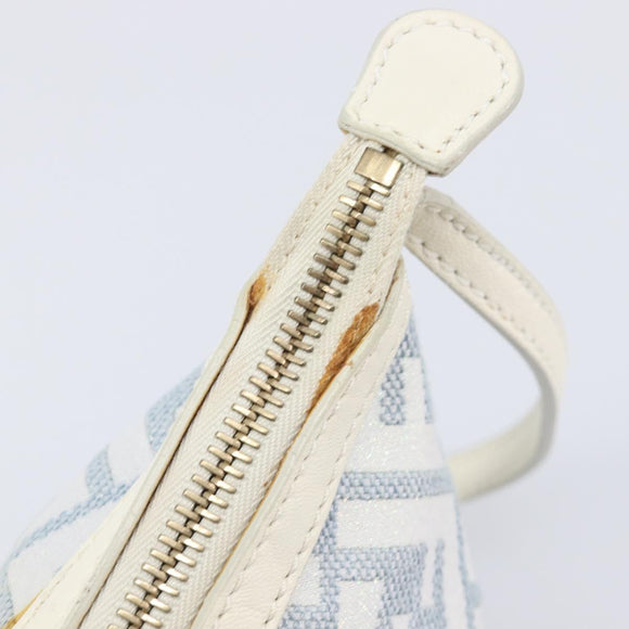 FENDI Zucca Canvas Accessory Pouch Light Blue Gold Auth 213553V
