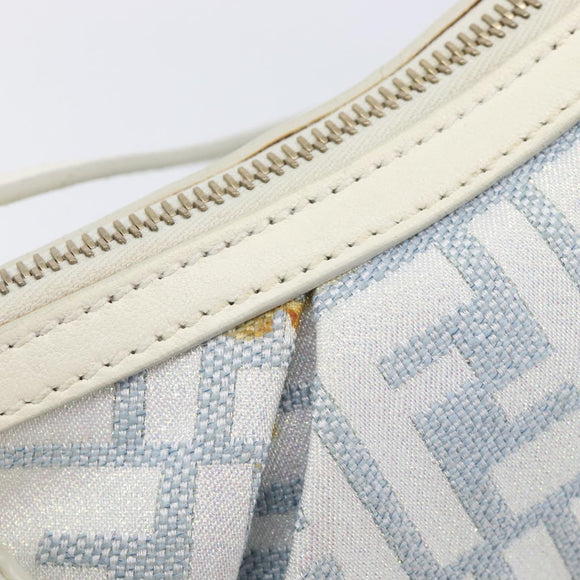 FENDI Zucca Canvas Accessory Pouch Light Blue Gold Auth 213553V