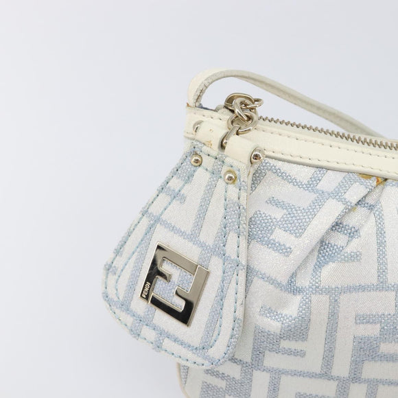 FENDI Zucca Canvas Accessory Pouch Light Blue Gold Auth 213553V