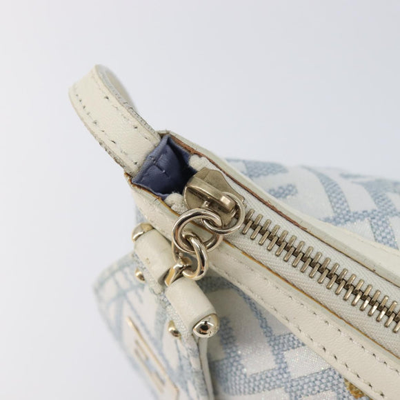 FENDI Zucca Canvas Accessory Pouch Light Blue Gold Auth 213553V