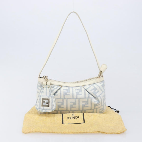 FENDI Zucca Canvas Accessory Pouch Light Blue Gold Auth 213553V