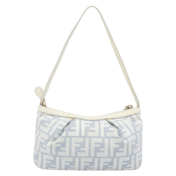 FENDI Zucca Canvas Accessory Pouch Light Blue Gold Auth 213553V
