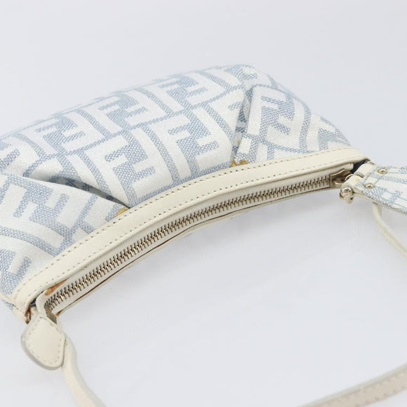 FENDI Zucca Canvas Accessory Pouch Light Blue Gold Auth 213553V
