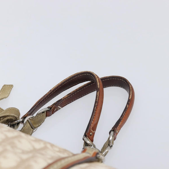 Christian Dior Romantic Chain Tote Bag PVC Beige Silver Auth 213557